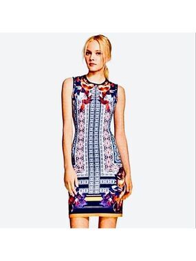 CLOVER CANYON Sleeveless Bodycon Dress, Scuba, Colourful Irish Box Pattern, XS